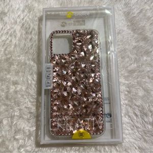 Iphone 11 Pro Phone Case Rose Pink Rhinestone Glitter